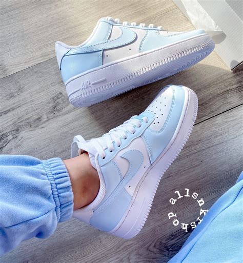 nike air silber blau|blue Nike Air force shoes.